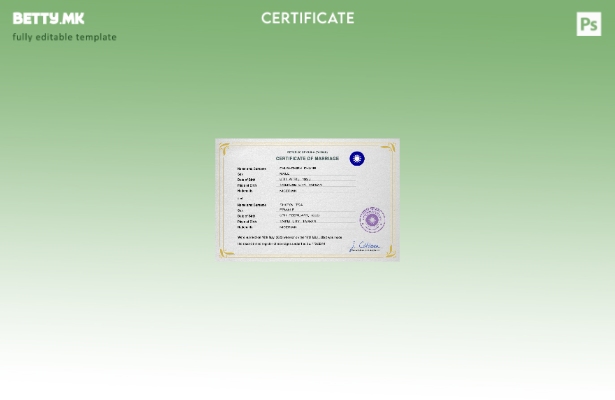 Модерен стил Тајвански шаблон за PSD шаблон за потврда за брак